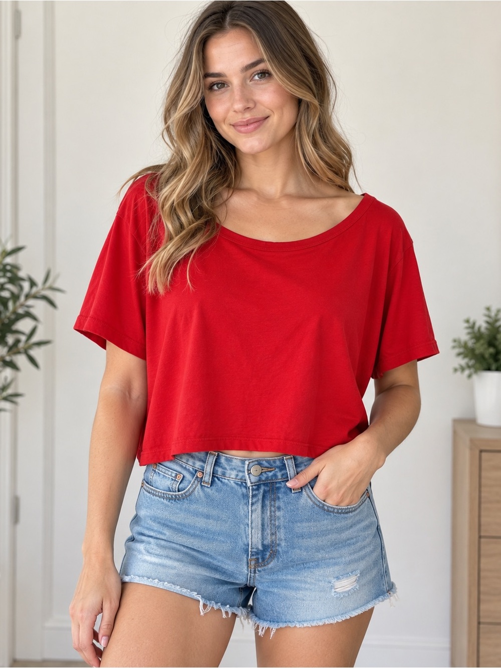 Victoria's Secret Pink Red Short Sleeve Crop Top Size L Y2K Oversized Casual